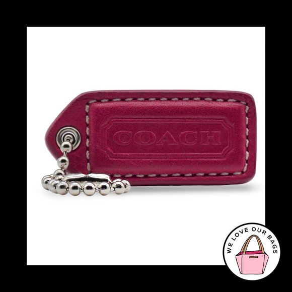 Coach Accessories - 2" Medium Y2K VINTAGE COACH Pink Leather Nickel Fob Bag Charm Keychain Hang Tag